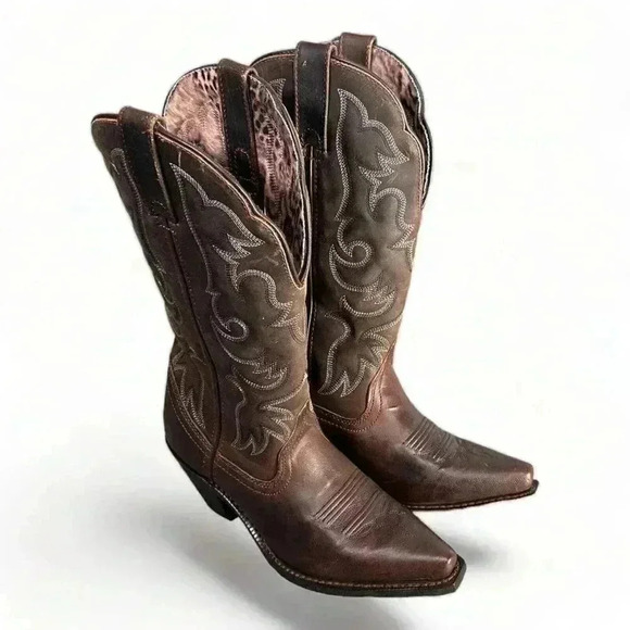 Laredo Western Boots Brown Women's 6.5 M Leather Pull on - Picture 2 of 8